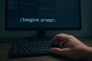 미드저니 브랜드 정체성에서 ‘불편함’을 창의적 참여로 바꾸는 명령어 입력 장면