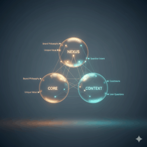 포커스 키워드 설계법 — Core·Context·Nexus 구조를 시각화한 CONTEXIS 프레임워크 이미지
