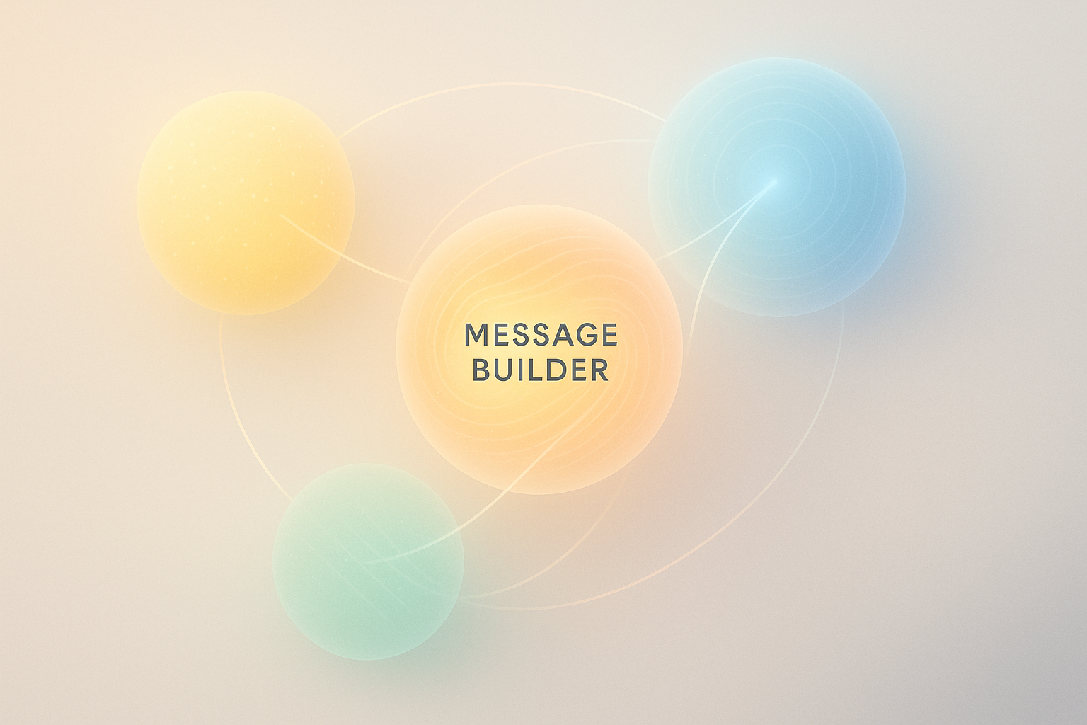 CONTEXIS의 세 가지 핵심 전략(Core Writing, Messaging, Visibility)이 중앙 허브로 연결된 message builder 이미지