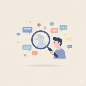 코어라이팅 글쓰기 5단계 중 ‘독자의 교감’을 설명하는 일러스트 – 코어라이팅 개념의 핵심.