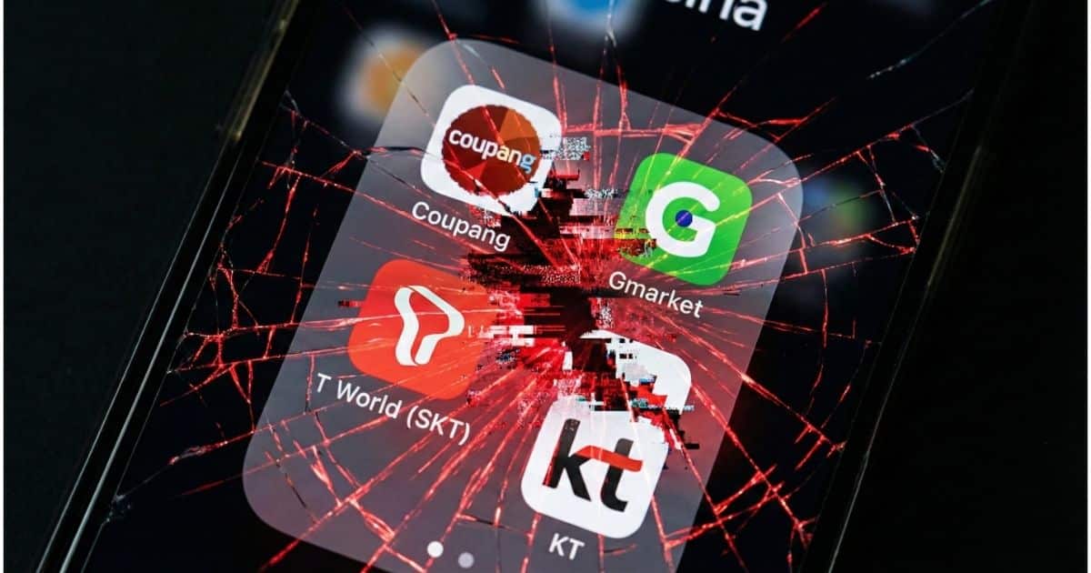 쿠팡 SKT KT 지마켓 앱 아이콘과 개인정보 유출 보안 경고 화면